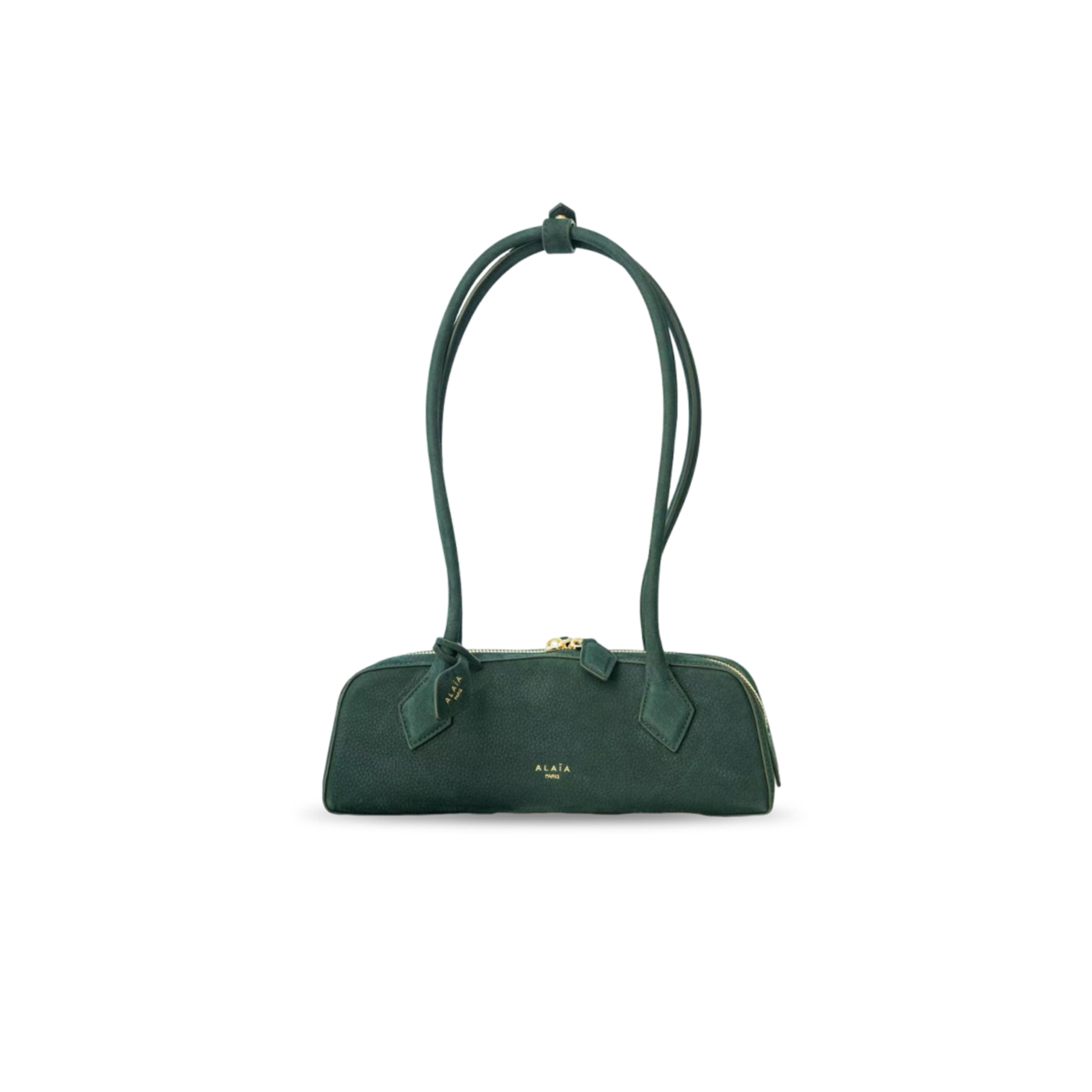 ALAÏA LE TECKEL SMALL SUEDE SHOULDER BAG BURGUNDY AA1S06033CA214 (27*9*8cm)